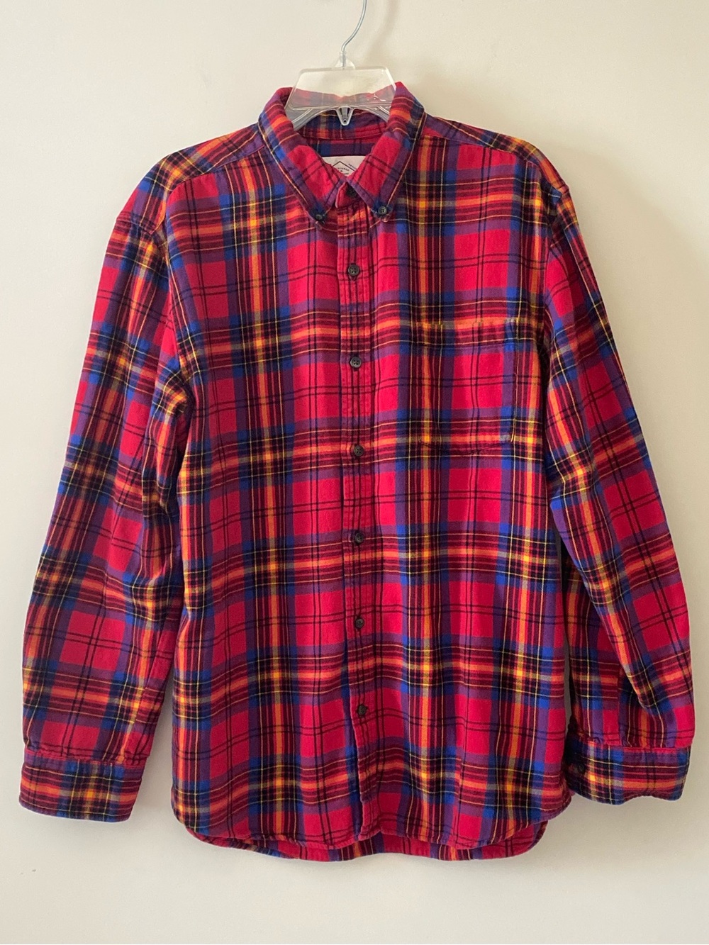 St. John’s Bay Men’s Pleated Long Sleeve Classic Fit Flannel Shirt- L -Pre-owned
